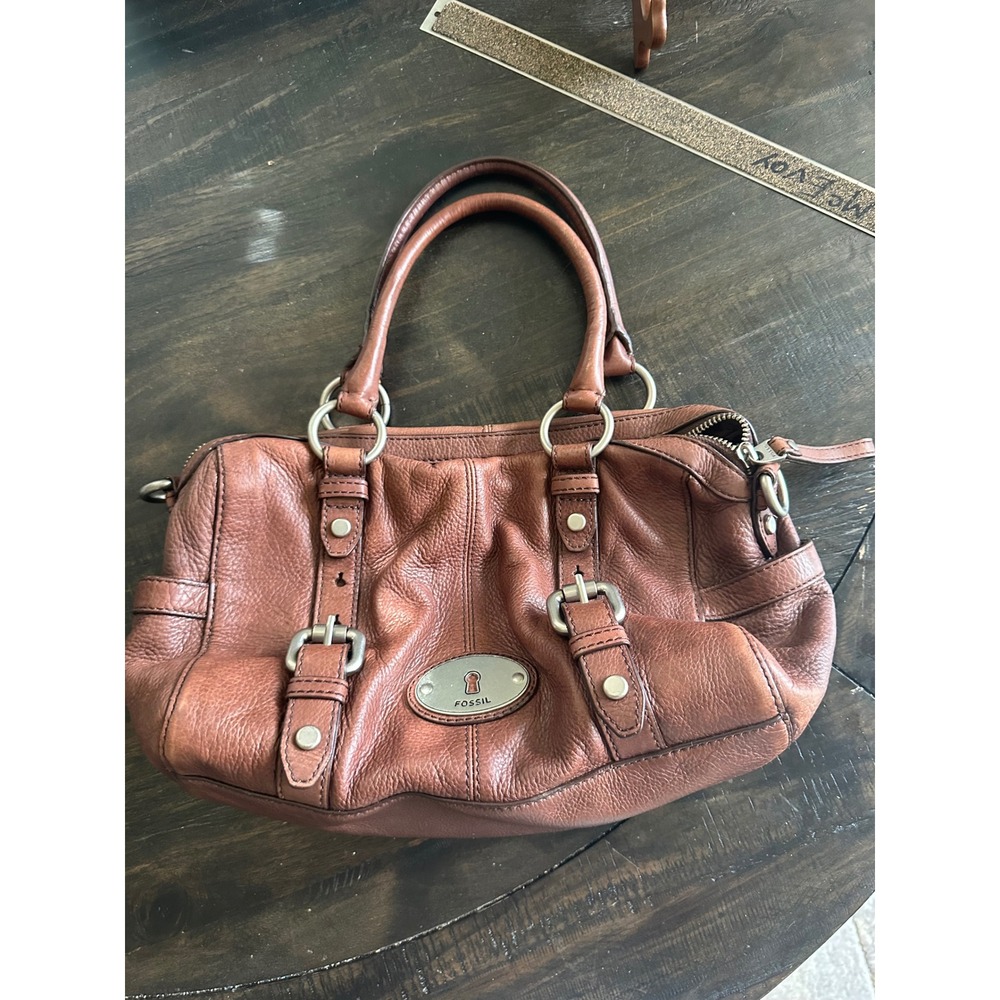 Fossil Brown Pebbled Leather Satchel Handbag ZB5033 Vintage Style Bag VGUC